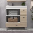Ver imagem 4 de Gabinete de Banheiro 80cm com Cuba e Espelheira Branco/Carvalho Berlin