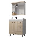 Ver imagem 2 de Gabinete de Banheiro 80cm com Cuba e Espelheira Branco/Carvalho Berlin