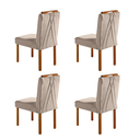 Ver imagem 2 de Kit 4 Cadeiras Safira Madeira Maciça Veludo Bege