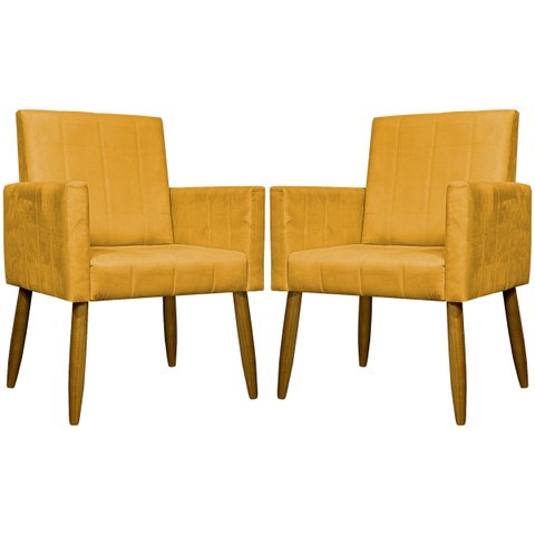 Kit 2 Poltronas Decorativas para Sala Mari Suede Pé Palito