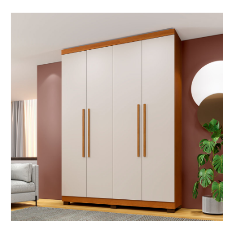 Guarda Roupa New Master 4 Portas Benetil Móveis - Cinamomo/off