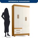 Ver imagem 3 de Roupeiro Guarda Roupa New Recife 4 Portas 2 Gavetas com Cabideiro com Pés em Pvc - Freijó/offwhite