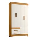 Ver imagem 1 de Roupeiro Guarda Roupa New Recife 4 Portas 2 Gavetas com Cabideiro com Pés em Pvc - Freijó/offwhite