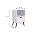 Ver imagem 3 de Mesa de Cabeceira Pequena Branca 1 Gaveta Nicho 63x33 cm Casamia