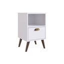 Ver imagem 2 de Mesa de Cabeceira Pequena Branca 1 Gaveta Nicho 63x33 cm Casamia