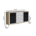 Ver imagem 3 de Balcão Buffet 150cm com 2 Portas de Vidro e 3 Gavetas Duo Marrom/Oak/Arena/Preto