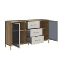 Ver imagem 5 de Balcão Buffet 150cm com 2 Portas de Vidro e 3 Gavetas Duo Marrom/Oak/Arena/Preto
