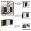 Ver imagem 6 de Balcão Buffet 150cm com 2 Portas de Vidro e 3 Gavetas Duo Marrom/Oak/Arena/Preto