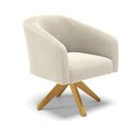 Ver imagem 1 de Poltrona Giratória Stella Bouclê Bege Base de Madeira MA30 - D'Rossi