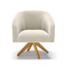 Poltrona Giratória Stella Bouclê Bege Base de Madeira Ma30 - D'rossi - 6