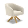 Poltrona Giratória Stella Bouclê Bege Base de Madeira Ma30 - D'rossi - 4
