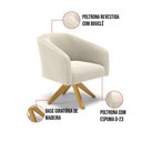 Ver imagem 2 de Poltrona Giratória Stella Bouclê Bege Base de Madeira Ma30 - D'Rossi