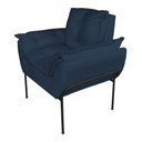 Ver imagem 2 de Poltrona Decorativa Lucy Suede com Base Ferro Preto 1 Lugar - Azul Marinho