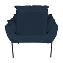 Ver imagem 3 de Poltrona Decorativa Lucy Suede com Base Ferro Preto 1 Lugar - Azul Marinho
