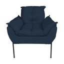 Ver imagem 1 de Poltrona Decorativa Lucy Suede com Base Ferro Preto 1 Lugar - Azul Marinho
