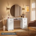 Ver mais imagens de Escrivaninha Penteadeira 136cm 1 Porta 3 Gavetas Branco Madesa