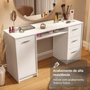 Ver imagem 7 de Escrivaninha Penteadeira 136cm 1 Porta 3 Gavetas Branco Madesa