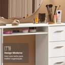 Ver imagem 6 de Escrivaninha Penteadeira 136cm 1 Porta 3 Gavetas Branco Madesa