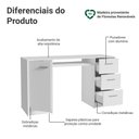 Ver imagem 4 de Escrivaninha Penteadeira 136cm 1 Porta 3 Gavetas Branco Madesa