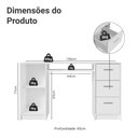 Ver imagem 3 de Escrivaninha Penteadeira 136cm 1 Porta 3 Gavetas Branco Madesa