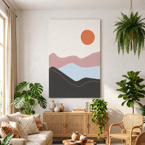Quadro Decoração Sala Paisagem Abstrato Clean em Tecido Canvas 50x75