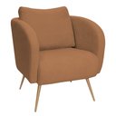 Ver imagem 1 de Poltrona Decorativa Dana Pés Palito Ouro Fosco Bouclé Terracota - Nexta Casa