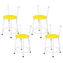 Ver imagem 1 de 4 Banquetas Baixa para Cozinha Epoxi Branca:amarelo