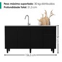 Ver imagem 3 de Balcao para Pia 4 Portas 1 Gaveta 156 cm Grecia Preto Rudk