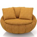 Ver imagem 4 de Kit 02 Poltronas Giratórias para Sala de Estar Kira M03 Bouclê Mostarda - Lyam Decor