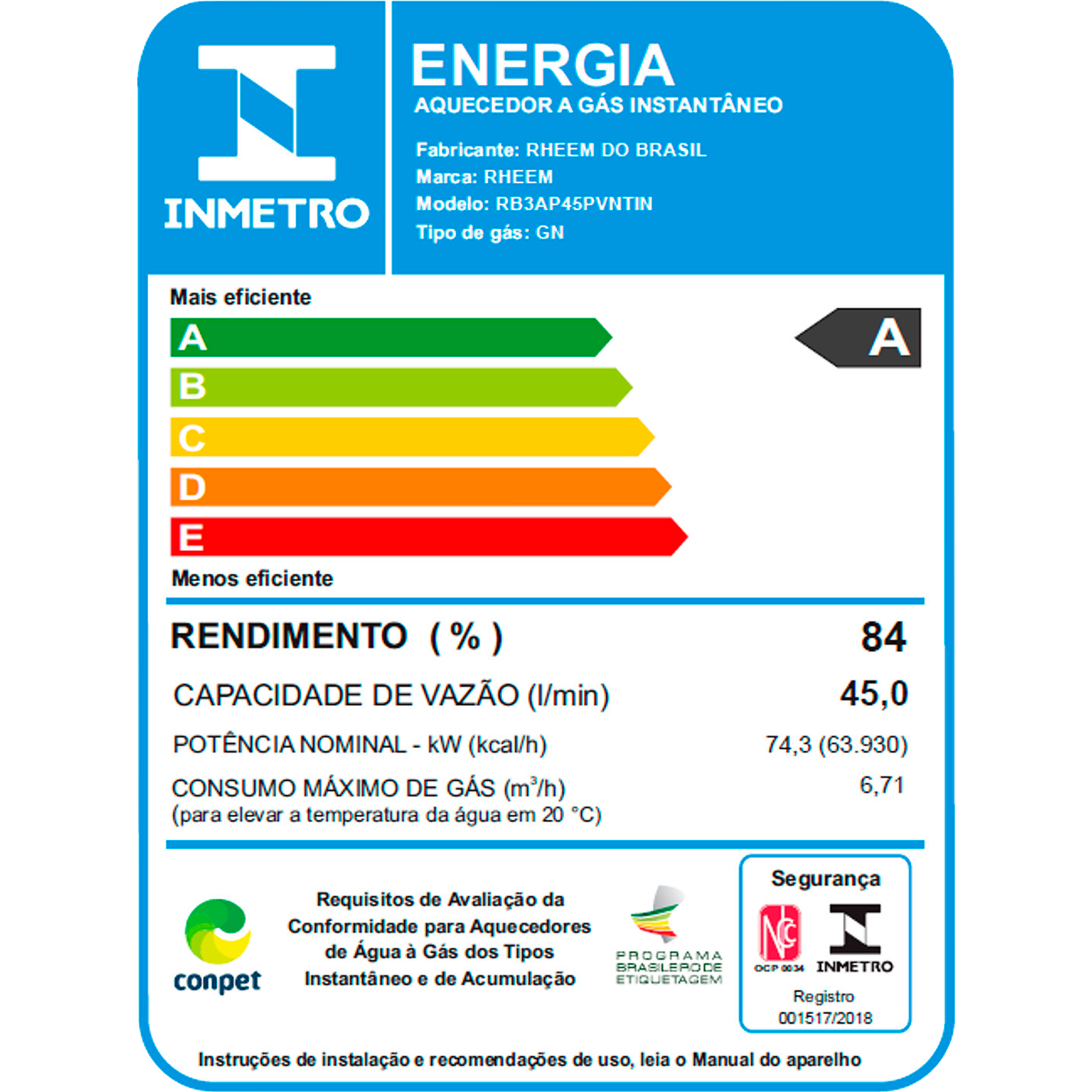 Aquecedor de Água a Gás Digital Rheem 45 Litros Gn Branco - 8