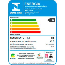 Aquecedor de Água a Gás Digital Rheem 45 Litros Gn Branco - 8