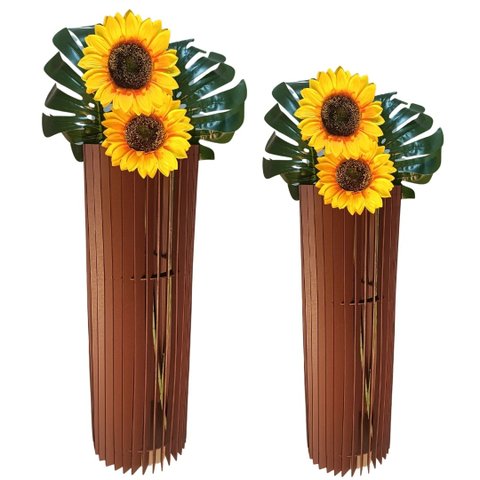 Vaso de Chão Decorativo Grande Torre -:marrom/kit com 2 - 70x20cm e 60x20cm