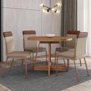 Ver mais imagens de Conjunto Sala de Jantar Déli 4 Cadeiras Carraro Areia/Rose/Nogal