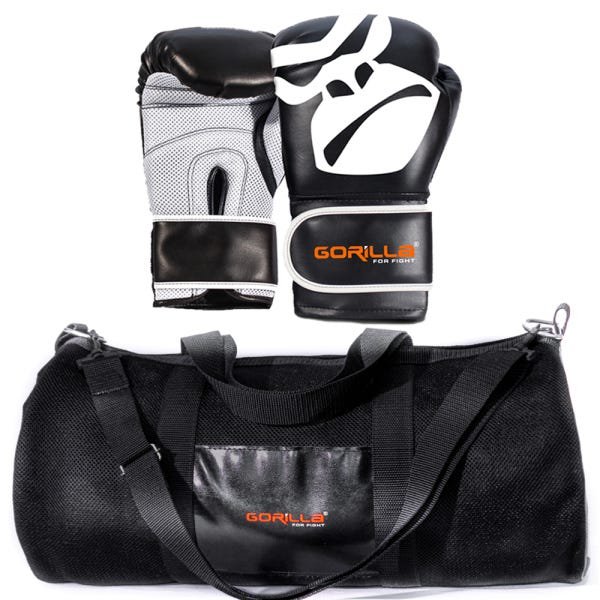 Luva De Boxe Muay-Thai 12 Oz + Bolsa Mochila - Gorilla Cor: Preto