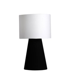 abajur elegance poptem tecido preto e branco luminária mesa cúpula cabeceira quarto sala interior il - 1