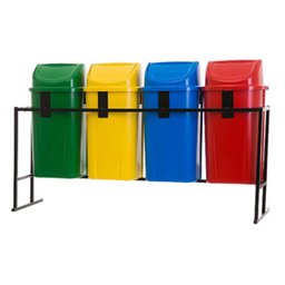 Coletor Seletivo Basculante 60L - 4 Lixeiras com Sup. de Metal - 3