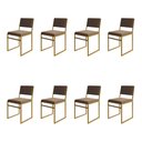 Ver imagem 1 de Kit 8 Cadeiras de Jantar Industrial Isa Assento Veludo Marrom Base Dourado