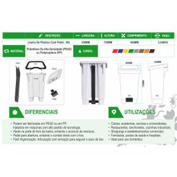 Lixeira 50 litros com Pedal - Branca - 4