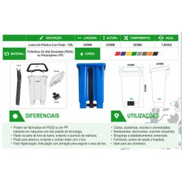 Lixeira 100 Litros com Pedal - Branca - 4