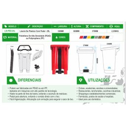 Lixeira 25 litros com Pedal - Branca - 5