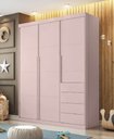 Ver imagem 2 de Guarda Roupa Infantil 4 Gavetas 3 Portas Roupeiro com Nichos Pérola Rosê - Phoenix Baby