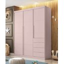 Ver imagem 2 de Guarda Roupa Infantil 4 Gavetas 3 Portas Roupeiro com Nichos Pérola Rosê - Phoenix Baby