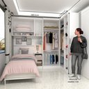 Ver imagem 3 de Quarto de Canto Solteiro com Guarda Roupas Cabeceira e Mesa de Cabeceira Alpes Luciane Móveis