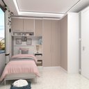 Ver imagem 2 de Quarto de Canto Solteiro com Guarda Roupas Cabeceira e Mesa de Cabeceira Alpes Luciane Móveis