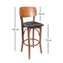 Ver imagem 3 de Kit 4 Banquetas Bistrô Logo Brahma Anatômica de Madeira com Estofado - Mel