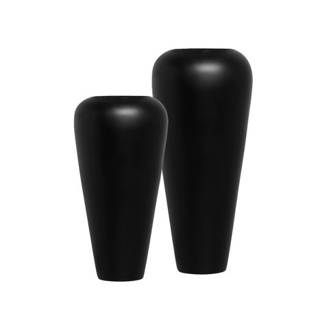 Dupla Vaso de Chão de Cerâmica Preto Fosco Atlanta para Decoração de Sala