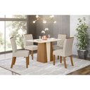 Ver imagem 1 de Conjunto Mesa de Cozinha Orus com Tampo Madeirado 120x80cm e 4 Cadeiras Vita Nature Off White Linho