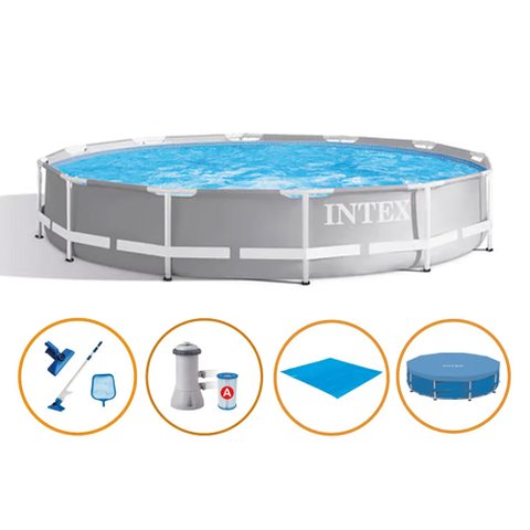 Piscina Estrutural 6.503 Litros Armação Prism + Capa + Filtro + Forro + Kit Limpeza- Intex - 220V