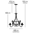 Ver imagem 2 de Pendende Lustre Medieval para Sala De Jantar Rustica Artesanal - Preto