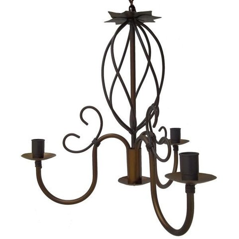 Lustre de Ferro Simples Espiral Para Iluminação de Apartamento Rustico - Verniz